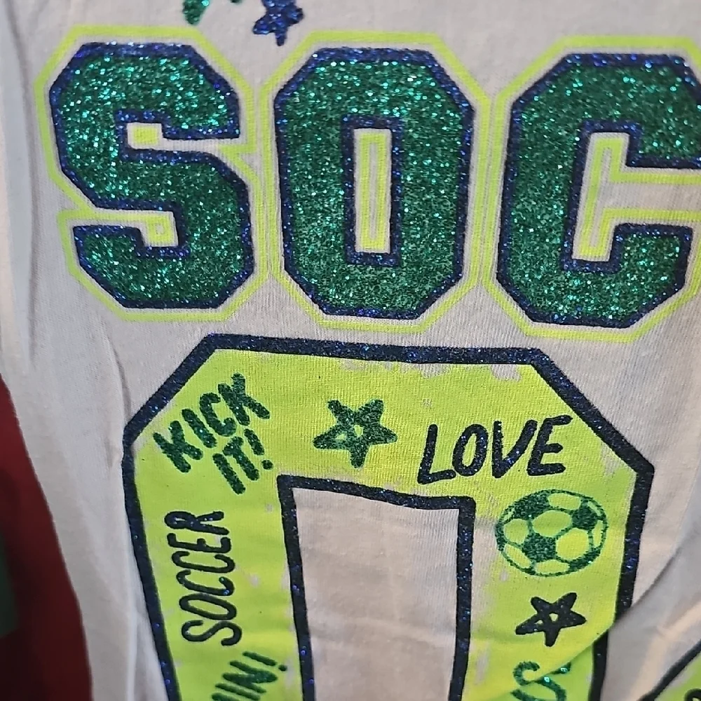 Justice Kids Soccer Graphic Tee - White and Green